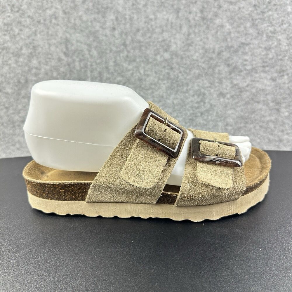 Bio Green Sandals Womens 38 Leather Adjustable Slip On Slides Comfort Shoes US 8